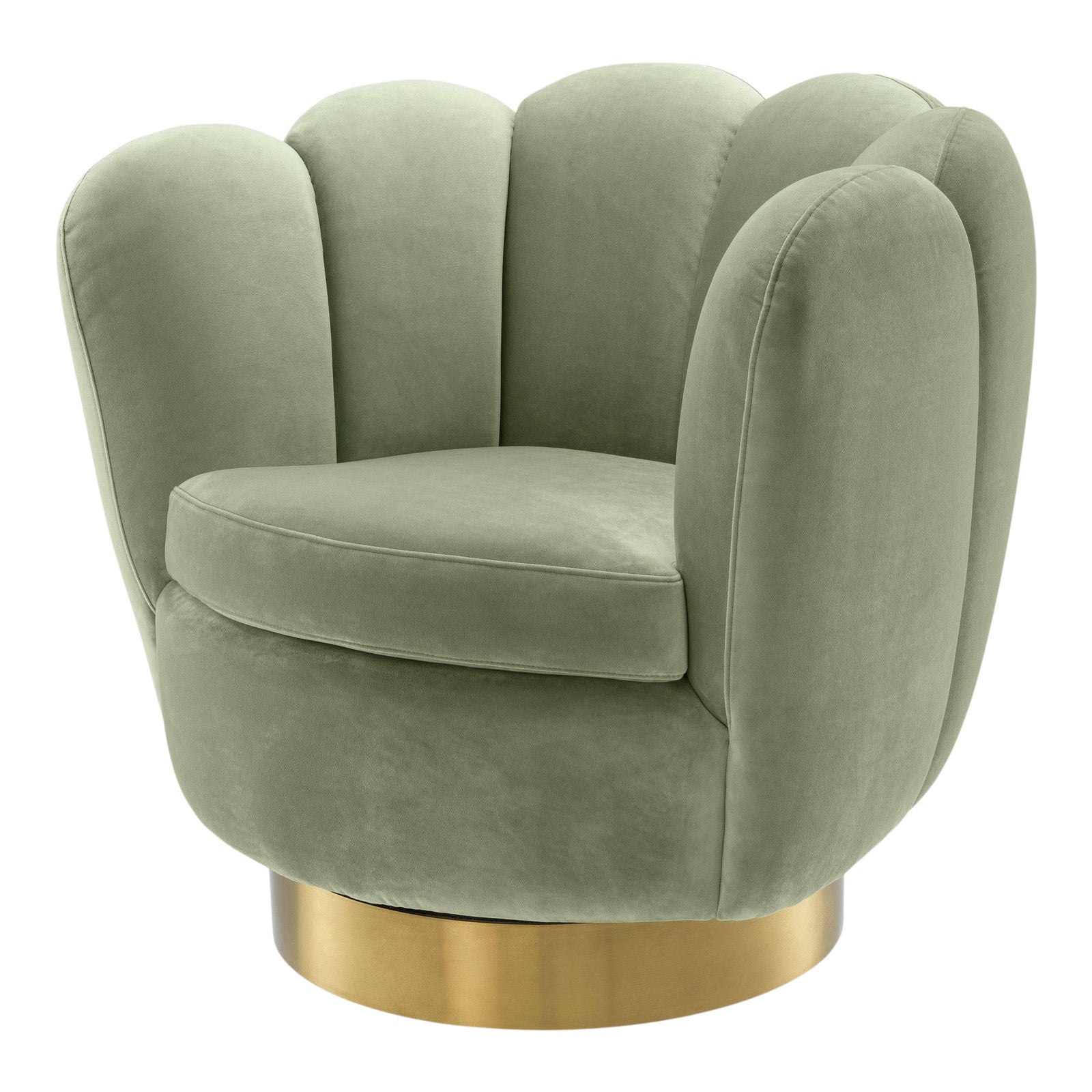 Eichholtz Mirage Green Scalloped Swivel Chair | Chairish
