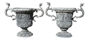 Georgian Lead Two Handled Urns - a Pair