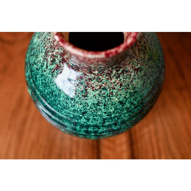 Ceramic Speckled Turquoise Green Glazed Ceramic Vase from Accolay, 1950s For Sale - Image 7 of 10