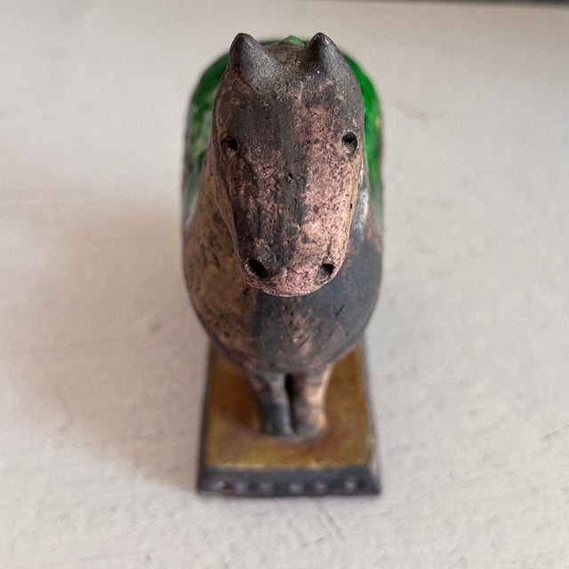 Emerald 1970s Mid-Century Modern Ivo De Santis Gli Etruschi Glazed Chamotte Horse Sculpture Florence Italy For Sale - Image 8 of 14