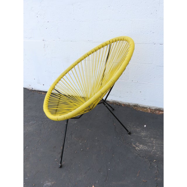 Yellow Acapulco Yellow Woven Wicker Indoor and Outdoor Patio Lounge Chair a Pair 6607 For Sale - Image 8 of 12