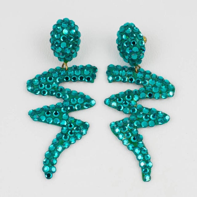 Richard Kerr Richard Kerr Turquoise Jeweled Earrings For Sale - Image 4 of 6