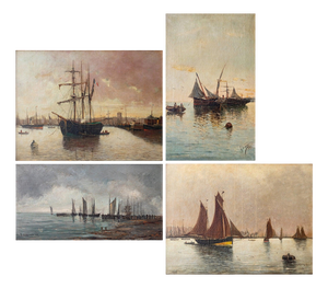 Various Artists, Marine Scenes, 19th Century, Paintings, Set of 4