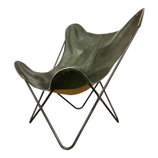 Midcentury Modern Hardoy Butterfly Chair With Leather Sling For Sale