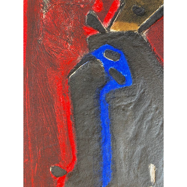 1960s Mid 20th Century Abstract Collagraph by Afro-Carribean/French Artist Serge Hélenon For Sale - Image 5 of 11