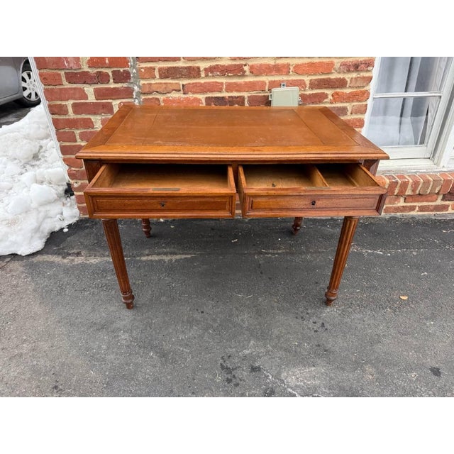 Antique Victorian Style Tooled Leather Writting Table Desk For Sale - Image 13 of 17