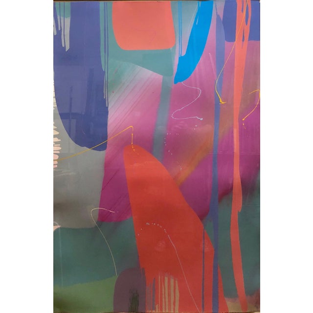 Plastic Lamar Briggs, Monumental Texas Modernist Abstract Expressionist Color Field Acrylic Painting, c.1980s For Sale - Image 7 of 8