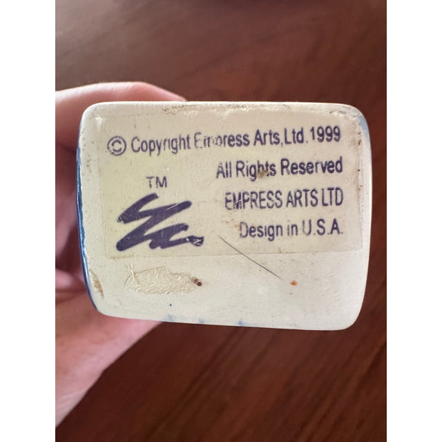 Ceramic 1990s Ceramic Art Vase With Swirl and Dot Pattern and Blue Sides For Sale - Image 7 of 10