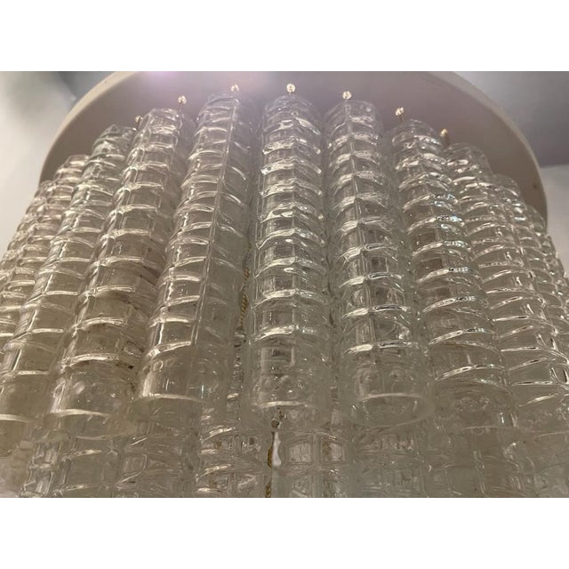 Large Mid-Century Textured Glass Tube Chandelier, 1960s For Sale - Image 3 of 14