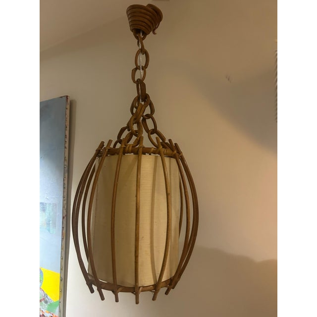 Wicker Pendant Light from Louis Sognot, 1960s For Sale - Image 4 of 10