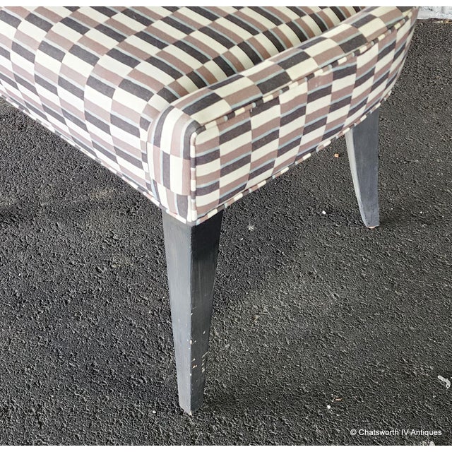 Set 10 Contemporary Mid Century Style Custom Made Dining Chairs W/ Zak & Fox Obi Pattern Material For Sale - Image 10 of 14