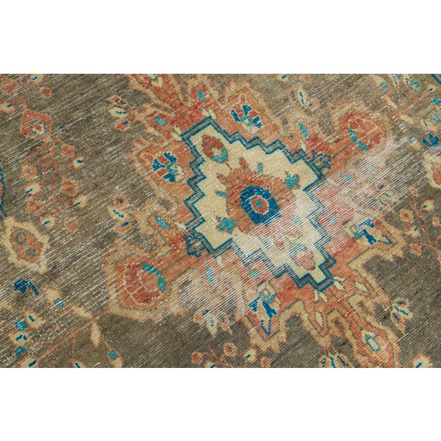 1960s Vintage Distressed Perisna Wool Rug With Medallion Motif in Gray For Sale In New York - Image 6 of 6