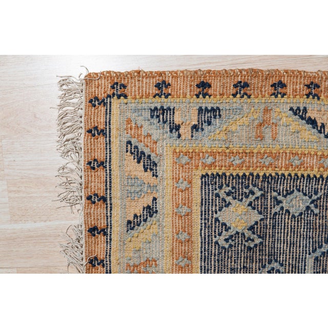 2020s 8x10 Luna Kilim Blue Geometric Modern Flatweave Wool Carpet Rug For Sale - Image 5 of 6