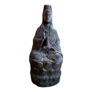 19th Century Chinese Bronze Seated Guanyin With Mark, Qing Dynasty