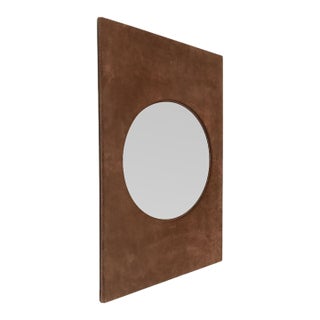 1970s Suede Wrapped Rectangular Frame Mirror For Sale