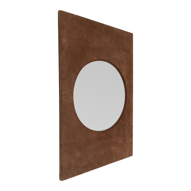 1970s Suede Wrapped Rectangular Frame Mirror For Sale