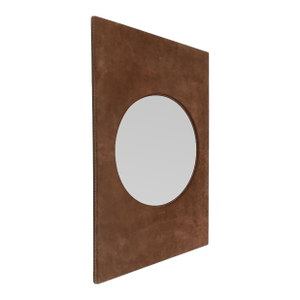 1970s Suede Wrapped Rectangular Frame Mirror