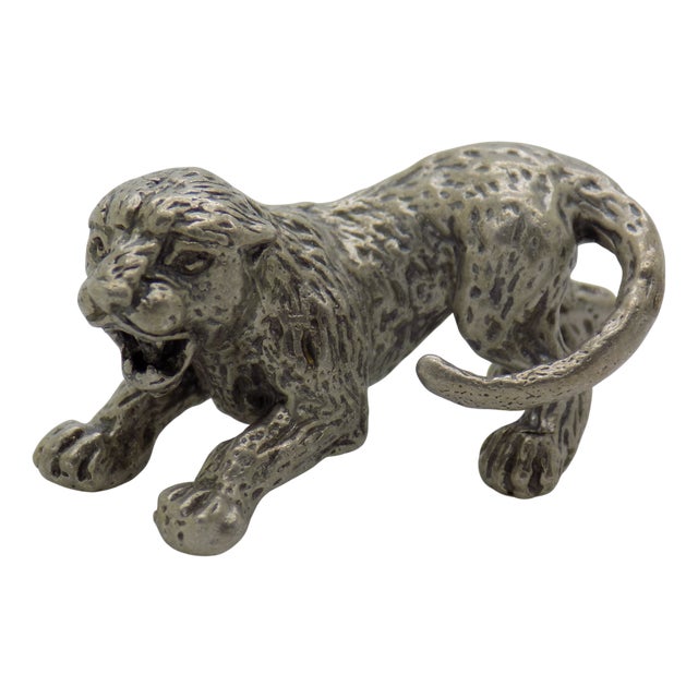 Vintage Italian Handmade Silver Lion Cub Figurine, Tuscany, Italy, 1970s For Sale