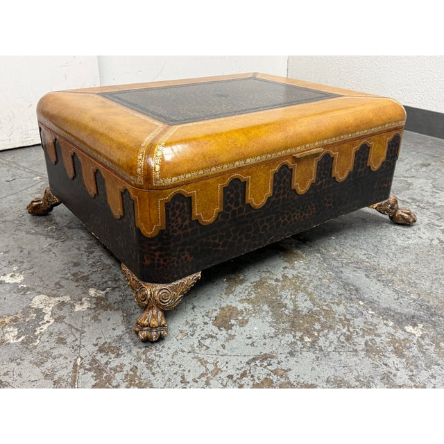 Maitland - Smith Maitland-Smith Leather Clad Storage Coffee Table, Vintage For Sale - Image 4 of 12