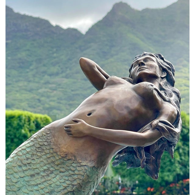 Large Bronze Mermaid Sculpture Nautical Art Statue For Sale - Image 10 of 12