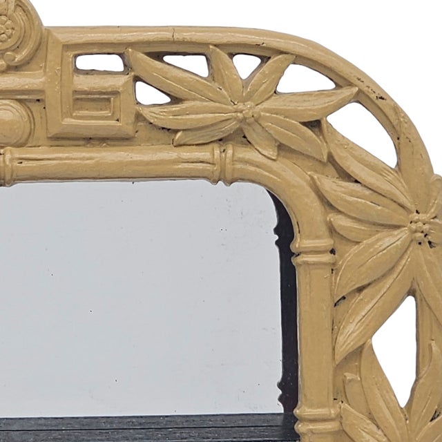 Late 20th Century Antique Chinese Carved Bamboo Mirror Display Cabinet With Shelves For Sale - Image 5 of 8