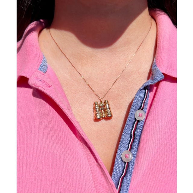 1960s Vintage Gold Binoculars Charm, 14k For Sale - Image 10 of 10