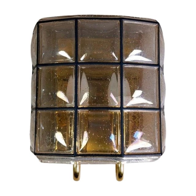 Brown Brutalist Double Wall Light in Glass from Glashütte Limburg For Sale - Image 8 of 8