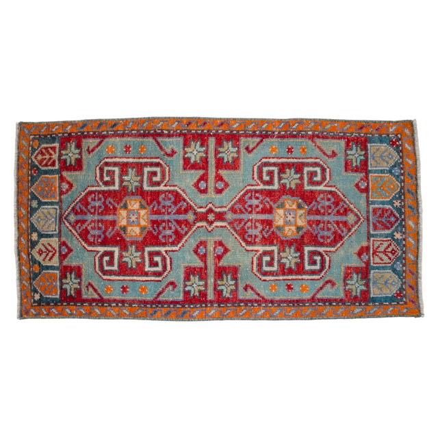 1970s Vintage Turkish Rug Hand Knotted Small Rug Mat Enrty Decor Kitchen Rug For Sale - Image 6 of 9