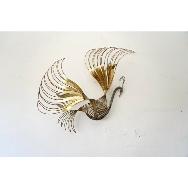 Hollywood Regency Large Signed Curtis Jere Peacock in Flight Wall Art – Vintage 1980s For Sale - Image 3 of 13