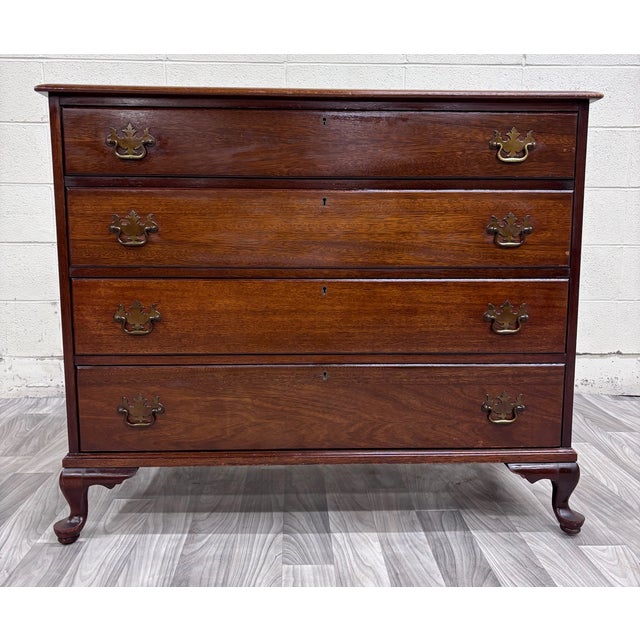 This is a gorgeous antique Chippendale style mahogany chest of drawers featuring classic George III Georgian styling, a...
