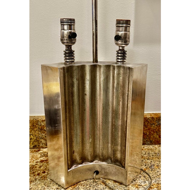 Metal 1930s Art Deco Silver Plated Table Lamp For Sale - Image 7 of 9