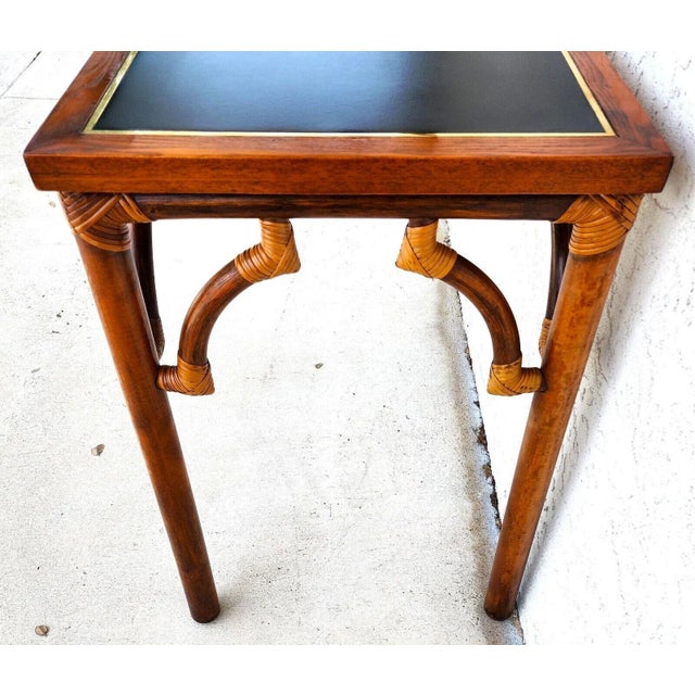 Brown Bamboo Console Sofa Table Vintage 1970s Boho MCM For Sale - Image 8 of 12