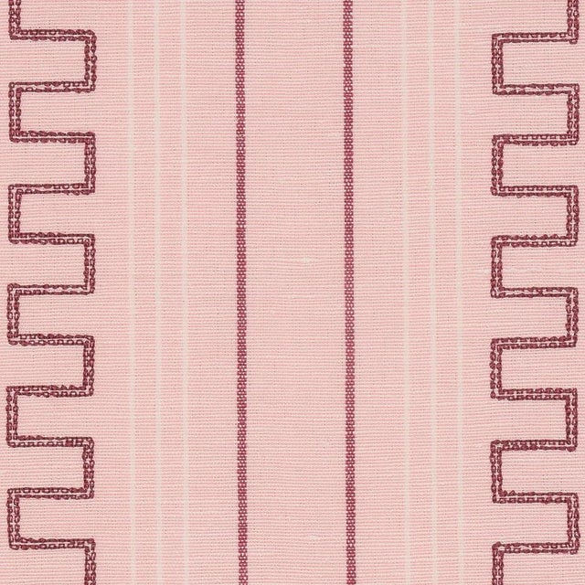 Neoclassical Schumacher X Mary McDonald Greco Stripe Fabric in Pink For Sale - Image 3 of 5