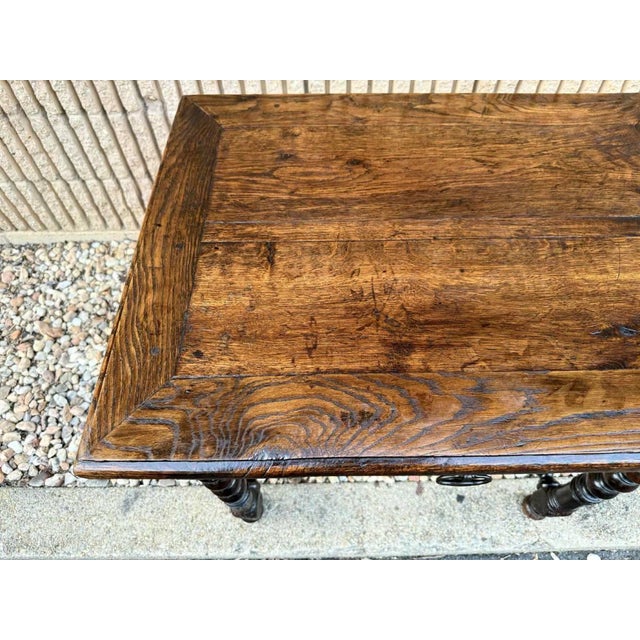 Antique Jacobean Style Oak Bobbin Leg Side Table For Sale - Image 13 of 17