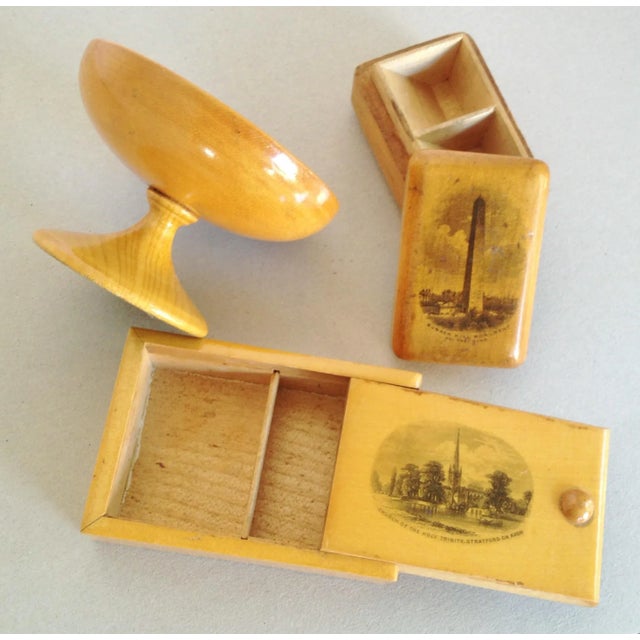 Victorian Antique Mauchline Ware Treen Souvenir Set Bunker Hill, Stratford, Giant's Causeway For Sale - Image 3 of 10