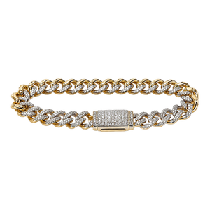 10k Yellow Gold 2-3/4 CTTW Natural Diamond Link Bracelet, 7 In