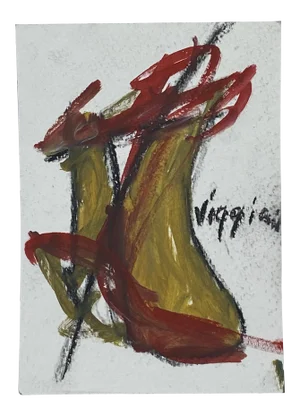 Late 20th Century Charcoal Abstract Drawing Signed Viggiani