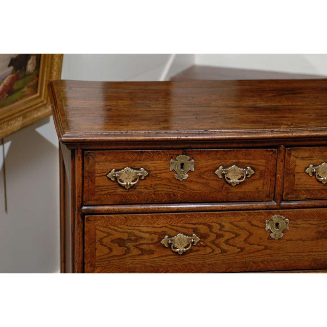 Wood English 1820s Regency Oak Five-Drawer Commode with Crossbanding and Bracket Feetv For Sale - Image 7 of 10