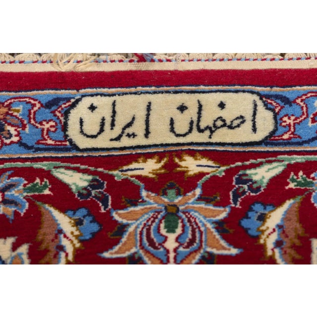 Signed Vintage Persian Isfahan Rug - 03'08 X 05'02 For Sale In Dallas - Image 6 of 10