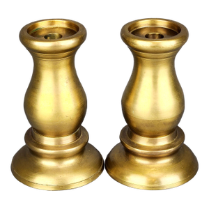 Mid 20th Century Solid Brass Candle Holders for Pillar and Taper Candles - Set of 2