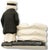 Sz: 4 1/2"H x 4"W x 3"D Matte-coated sea captain standing next to a nest/ stack of life rings, suitable for use as an...
