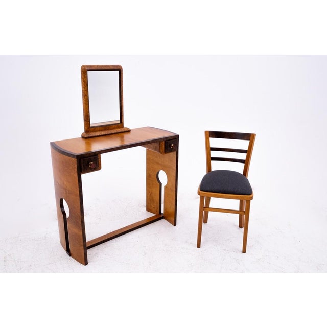 Art Deco Dressing Table and Chair Set, Poland, 1930s, Set of 2 For Sale - Image 3 of 18