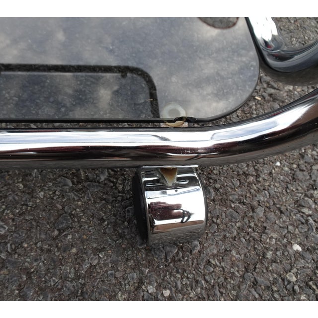 Vintage Italian Chrome and Smoked Glass Rolling Side Table, 1970s For Sale - Image 12 of 15