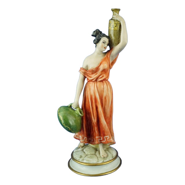 20th Century Neoclassical Porcelain Figurine Roman Water Carrier by Guido Cacciapuoti, Italy,1920s For Sale