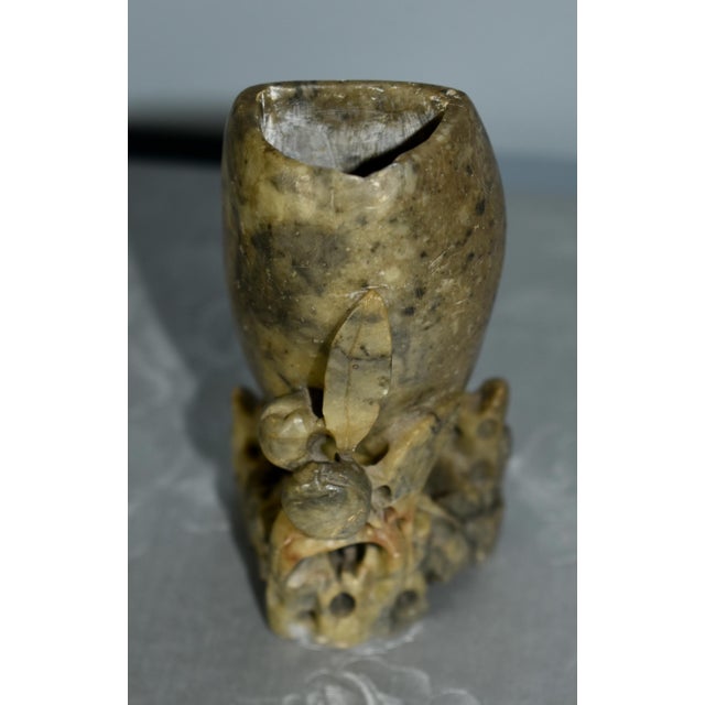 Vintage Chinese Mini Carved Soapstone Vase For Sale - Image 11 of 12