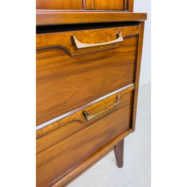 Mid-Century Modern Brasilia Style Walnut High Chest For Sale - Image 9 of 10