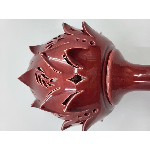 Artichoke Lamp in Bordeaux Ceramic, 2010s For Sale - Image 4 of 16
