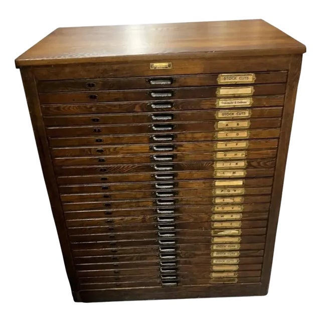 1920s Restored Antique Hamilton Printers 24-Drawer Industrial Cabinet For Sale