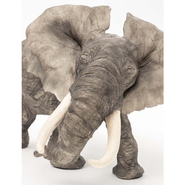 Contemporary Debra Minette Green Elephant Porcelain Sculpture For Sale - Image 3 of 11