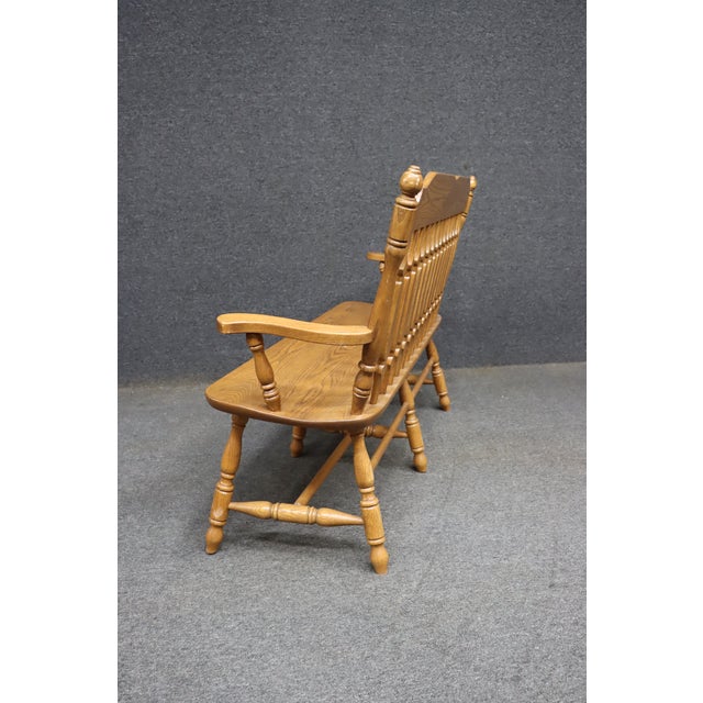 Solid Oak Spindle Back Bench For Sale - Image 9 of 12